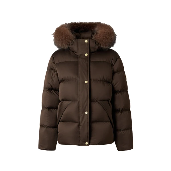 Northbound Fox Fur & Down Jacket in Espresso