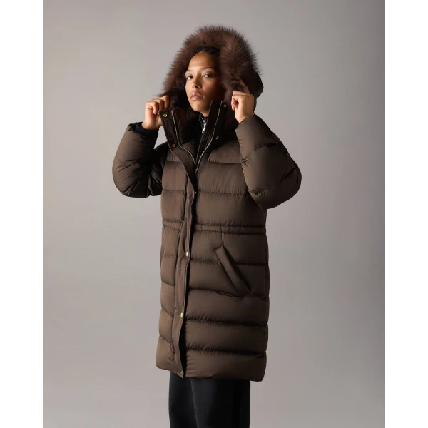 Moose Knuckles Northbound Fox Fur & Down Parka in Espresso | Coats | Coveti