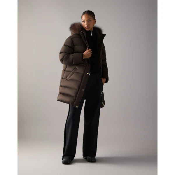 Moose Knuckles Northbound Fox Fur & Down Parka in Espresso | Coats | Coveti