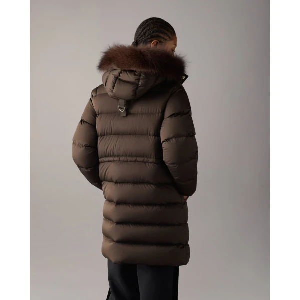 Moose Knuckles Northbound Fox Fur & Down Parka in Espresso | Coats | Coveti