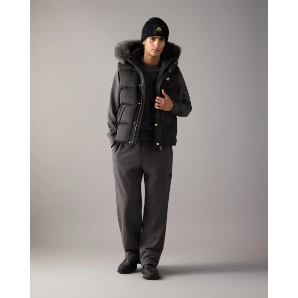 Moose Knuckles Northbound Fox Fur & Down Vest in Black | Men Jackets | Coveti