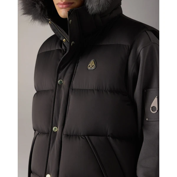 Moose Knuckles Northbound Fox Fur & Down Vest in Black | Men Jackets | Coveti