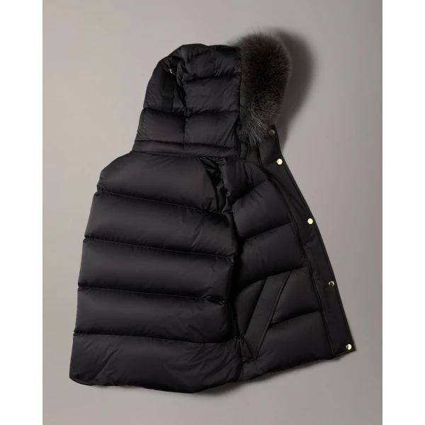 Moose Knuckles Northbound Fox Fur & Down Vest in Black | Vests | Coveti