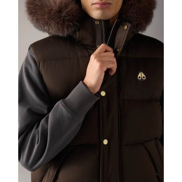 Moose Knuckles Northbound Fox Fur & Down Vest in Espresso | Men Jackets | Coveti