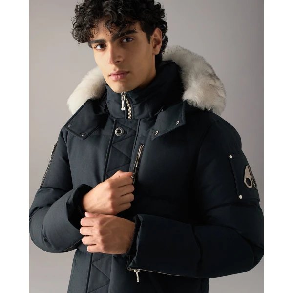 Moose Knuckles Original 3Q Down Jacket in Navy and Natural | Men Jackets | Coveti