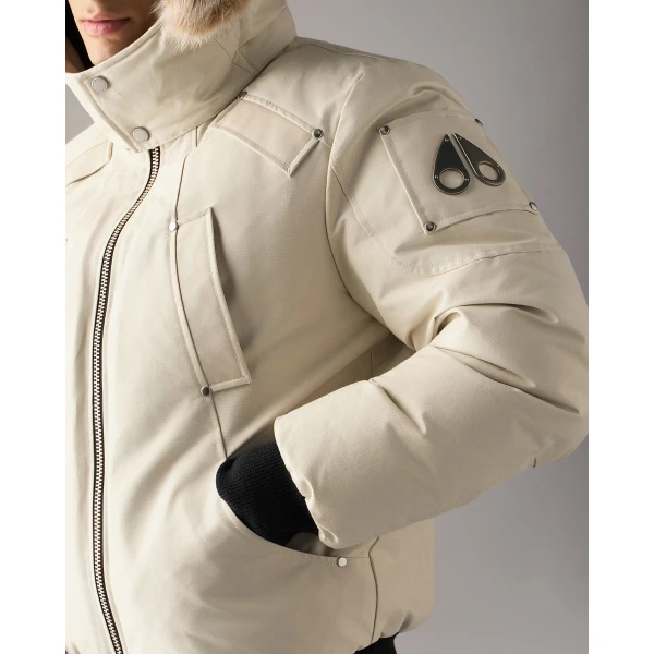 Moose Knuckles Original Ballistic Down Bomber in Alabaster and Bronze | Men Jackets | Coveti