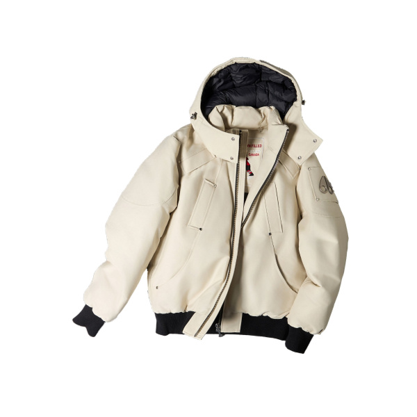 Moose Knuckles Original Ballistic Down Bomber in Alabaster and Bronze | Coveti
