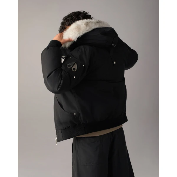 Moose Knuckles Original Ballistic Down Bomber in Black and Natural | Men Jackets | Coveti
