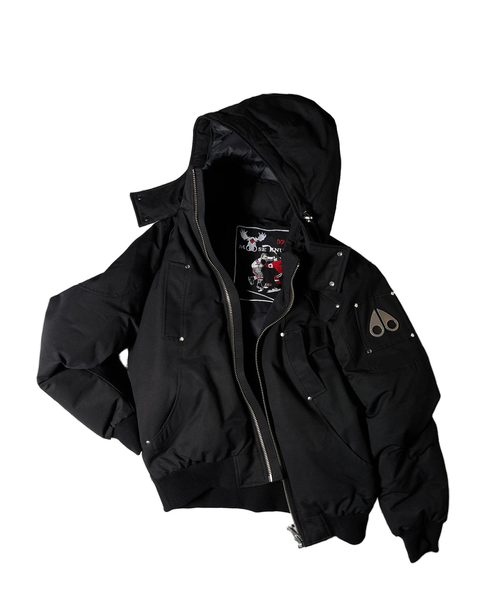 Moose Knuckles Original Ballistic Down Bomber in Black and Natural Moose Knuckles Original Ballistic Down Bomber in Black and Natural | Coveti