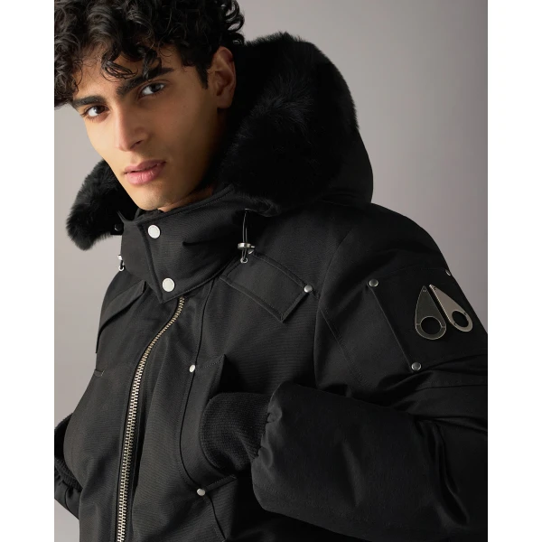 Moose Knuckles Original Ballistic Down Bomber in Black | Men Jackets | Coveti
