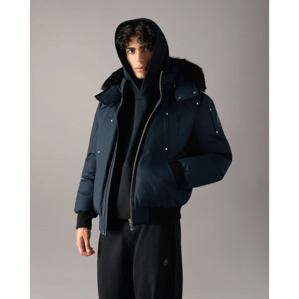 Moose Knuckles Original Ballistic Down Bomber in Navy and Black | Men Jackets | Coveti