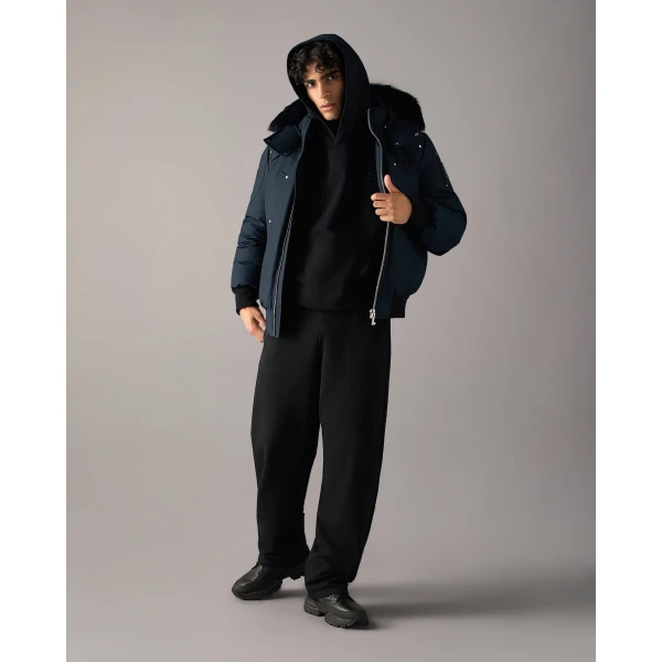 Moose Knuckles Original Ballistic Down Bomber in Navy and Black | Men Jackets | Coveti
