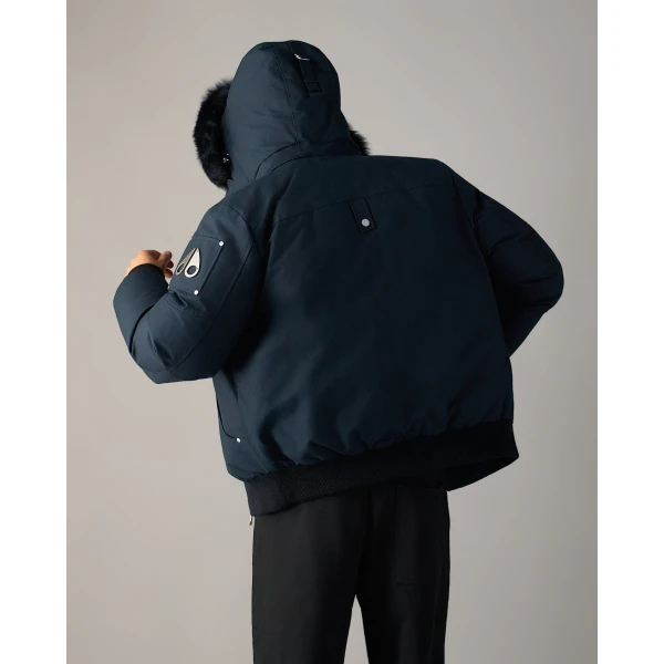 Moose Knuckles Original Ballistic Down Bomber in Navy and Black | Men Jackets | Coveti