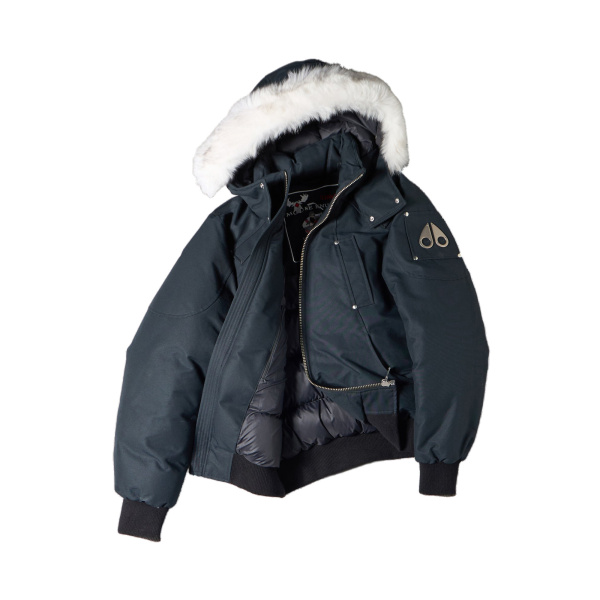 Moose Knuckles Original Ballistic Down Bomber in Navy and Black | Coveti