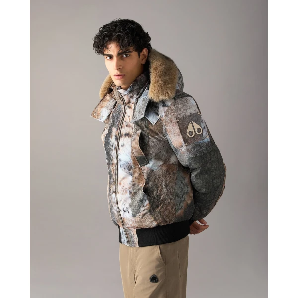 Moose Knuckles Original Ballistic Down Bomber in Wild Print and Bronze | Men Jackets | Coveti