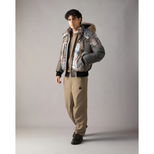 Moose Knuckles Original Ballistic Down Bomber in Wild Print and Bronze | Men Jackets | Coveti