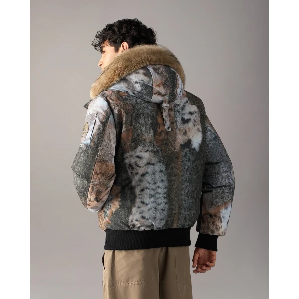 Moose Knuckles Original Ballistic Down Bomber in Wild Print and Bronze | Men Jackets | Coveti