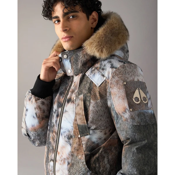 Moose Knuckles Original Ballistic Down Bomber in Wild Print and Bronze | Men Jackets | Coveti