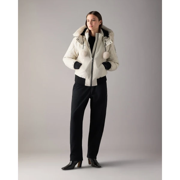 Moose Knuckles Original Debbie Down Bomber in Alabaster | Jackets | Coveti