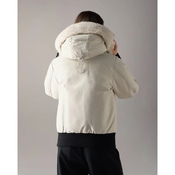 Moose Knuckles Original Debbie Down Bomber in Alabaster | Jackets | Coveti