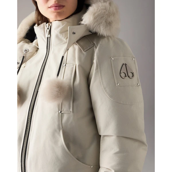 Moose Knuckles Original Debbie Down Bomber in Alabaster | Jackets | Coveti