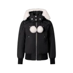 Moose Knuckles Original Debbie Down Bomber in Black and Natural | Coveti