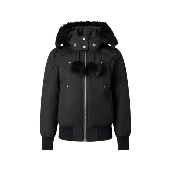 Moose Knuckles Original Debbie Down Bomber in Black | Coveti