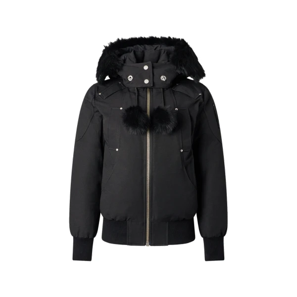 Moose Knuckles Original Debbie Down Bomber in Black | Coveti