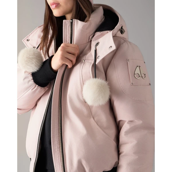 Moose Knuckles Original Debbie Down Bomber in Rosewood and Alabaster | Jackets | Coveti