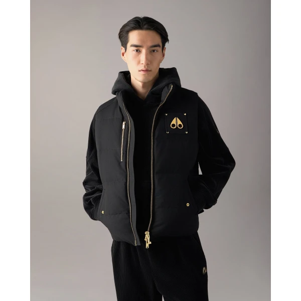 Moose Knuckles Original Gold Series Westmount Down Vest in Black | Men Jackets | Coveti