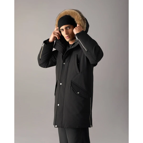 Moose Knuckles Original Stirling Down Parka 2.0 in Black and Bronze | Men Coats | Coveti