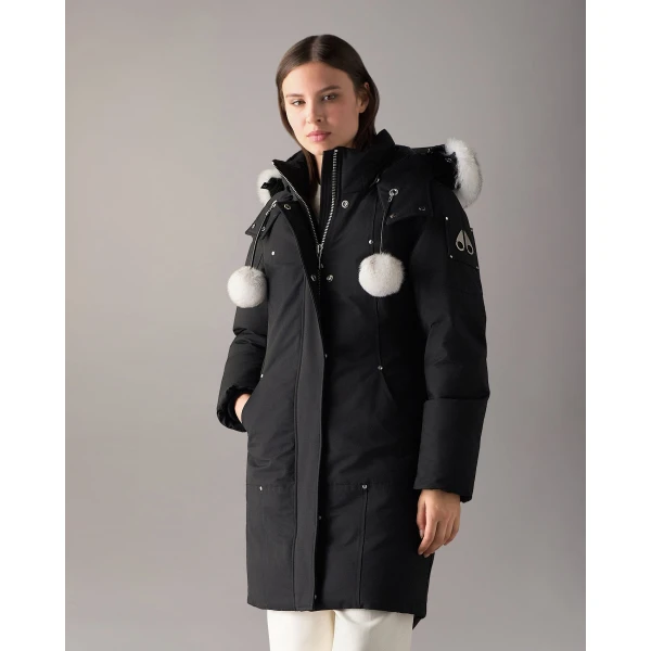 Moose Knuckles Original Stirling Down Parka in Black and Natural | Coats | Coveti
