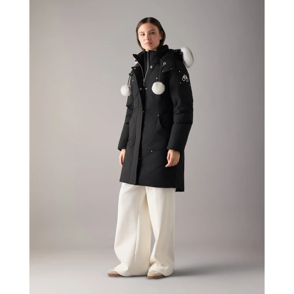 Moose Knuckles Original Stirling Down Parka in Black and Natural | Coats | Coveti