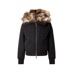 Moose Knuckles Pioneer Down & Fur Bomber in Black | Coveti
