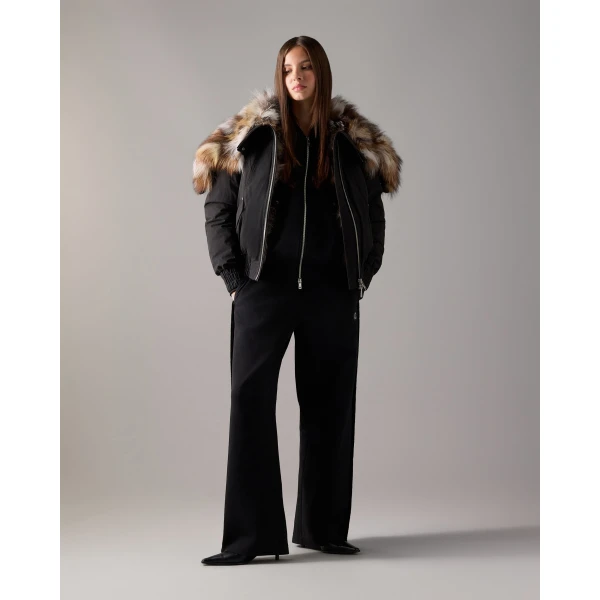 Moose Knuckles Pioneer Down & Fur Bomber in Black | Jackets | Coveti