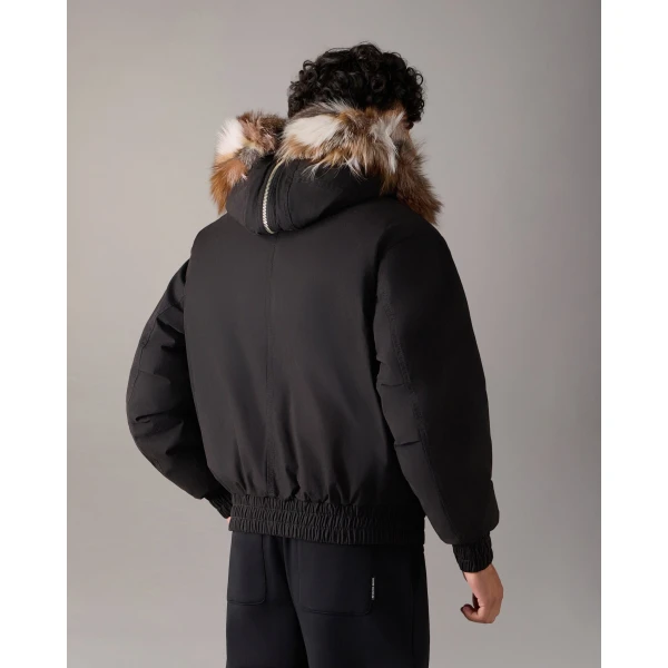 Moose Knuckles Pioneer Down & Fur Bomber in Black | Men Jackets | Coveti