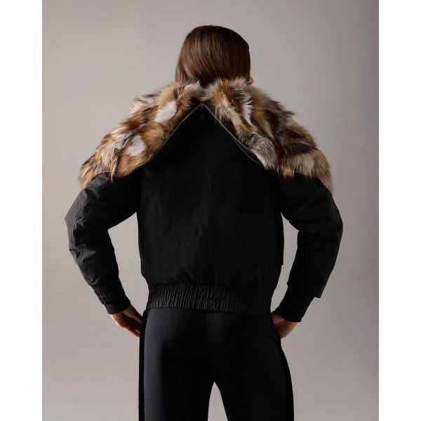 Moose Knuckles Pioneer Down & Fur Bomber in Black | Jackets | Coveti