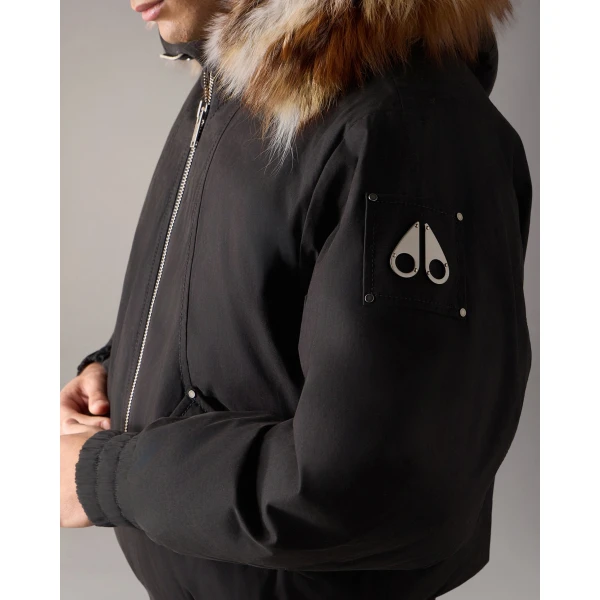 Moose Knuckles Pioneer Down & Fur Bomber in Black | Men Jackets | Coveti
