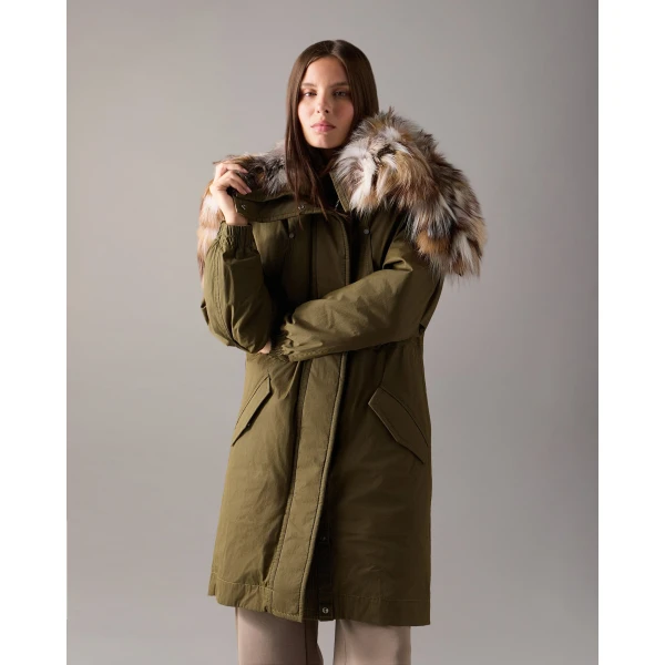 Moose Knuckles Pioneer Fur & Down Parka in Combat | Coats | Coveti