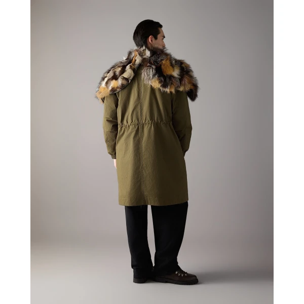 Moose Knuckles Pioneer Fur & Down Parka in Combat | Men Coats | Coveti