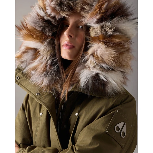 Moose Knuckles Pioneer Fur & Down Parka in Combat | Coats | Coveti