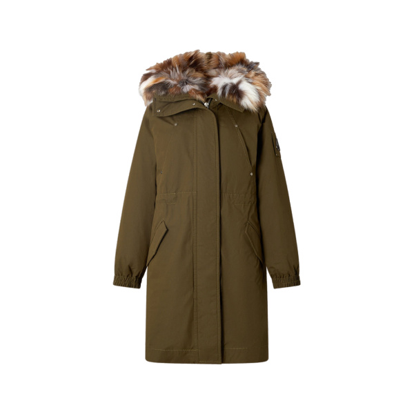 Moose Knuckles Pioneer Fur & Down Parka in Combat | Coveti