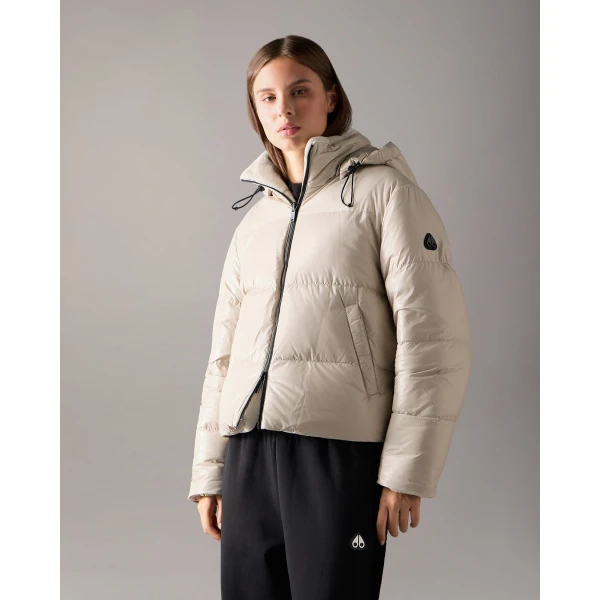 Moose Knuckles Queens Reversible Down Puffer in Alabaster | Jackets | Coveti
