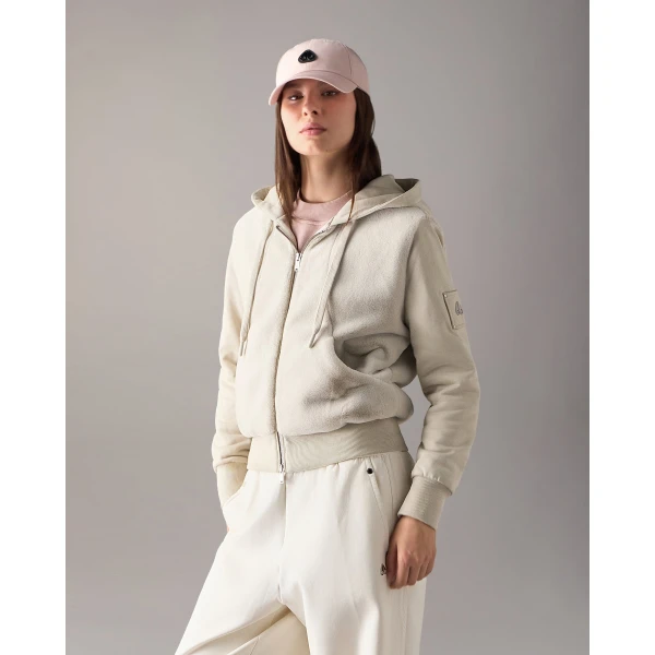 Moose Knuckles Roslyn Bunny Hoodie in Alabaster | Hoodies | Coveti