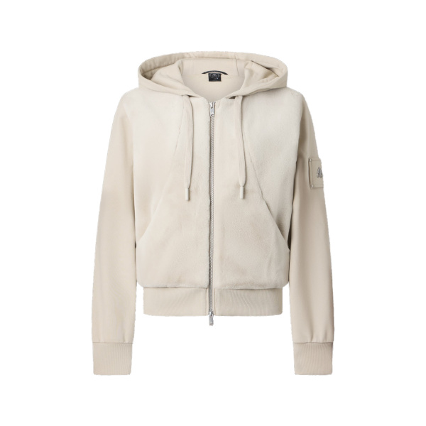 Moose Knuckles Roslyn Bunny Hoodie in Alabaster | Coveti