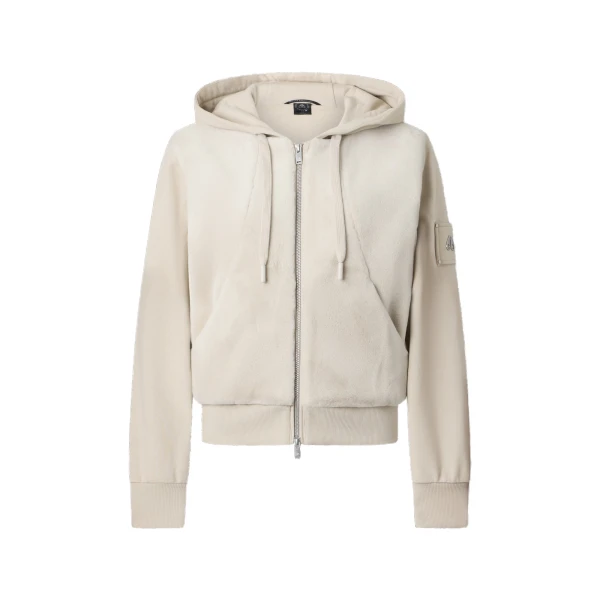 Moose Knuckles Roslyn Bunny Hoodie in Alabaster | Coveti