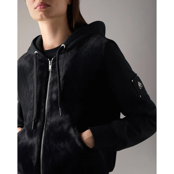 Moose Knuckles Roslyn Bunny Hoodie in Black | Hoodies | Coveti