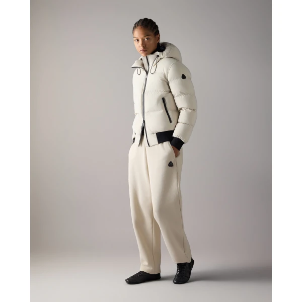 Moose Knuckles Soho Down Bomber in Alabaster | Jackets | Coveti