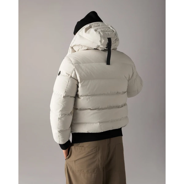 Moose Knuckles Soho Down Bomber in Alabaster | Men Jackets | Coveti