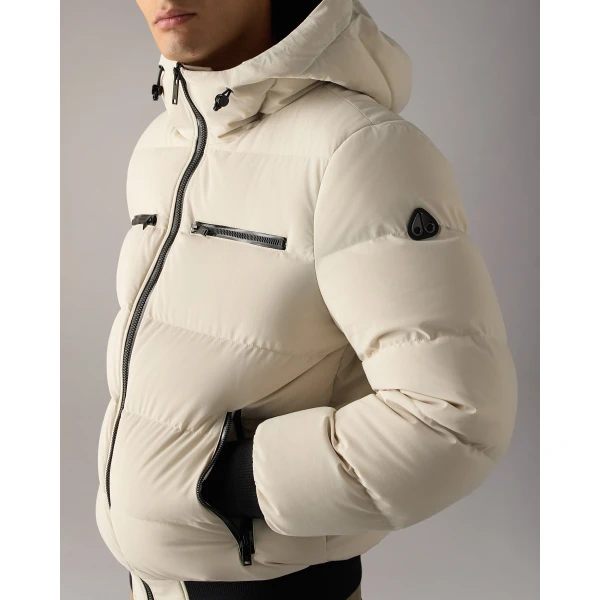 Moose Knuckles Soho Down Bomber in Alabaster | Men Jackets | Coveti